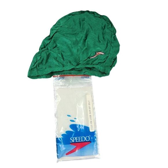 Vintage Speedo Lycra Swim Cap Kelly Green With Logo & Original Packaging - Picture 1 of 3